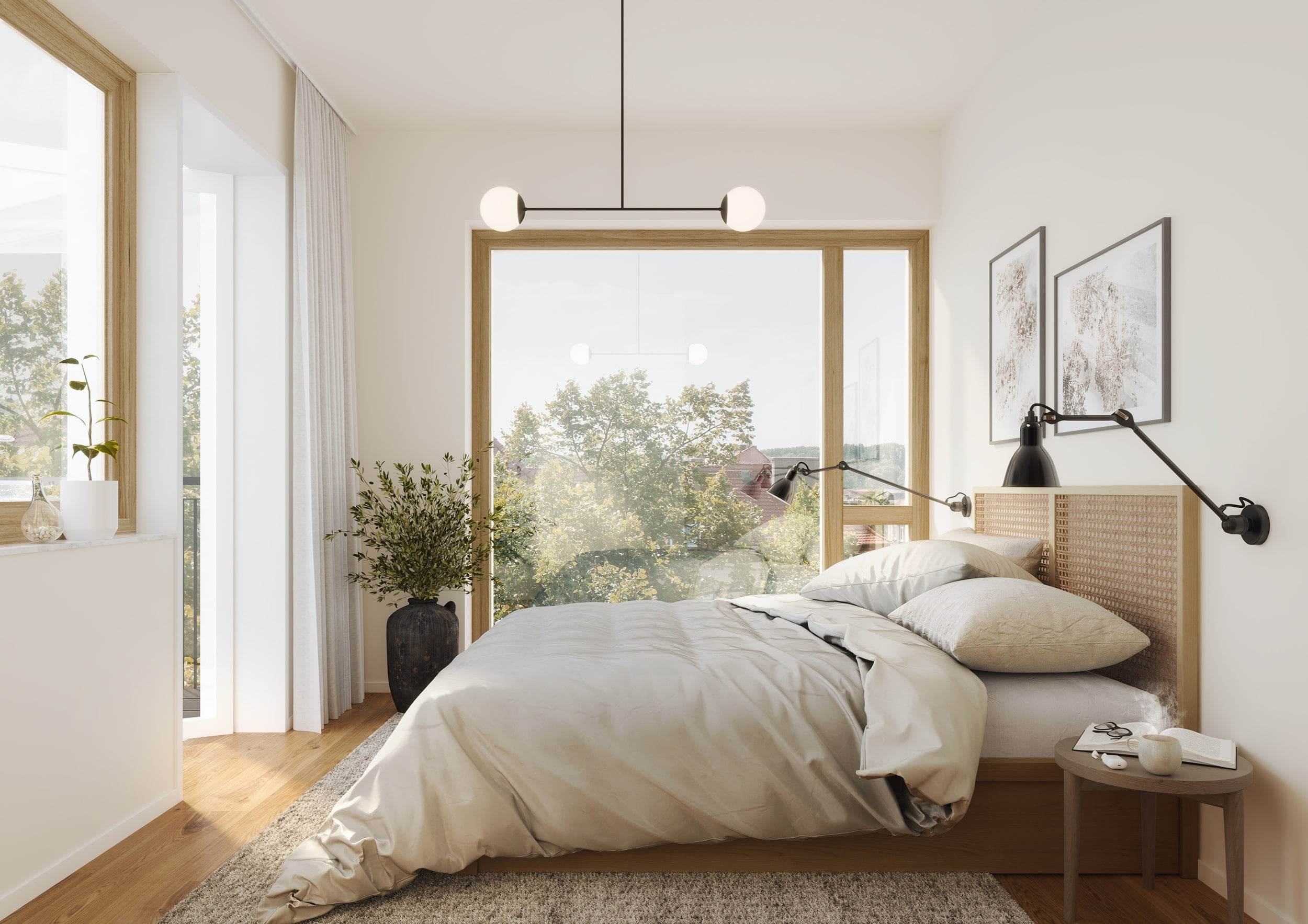 Interiör visualisering av sovrum ifrån lägenhet i Sickla
