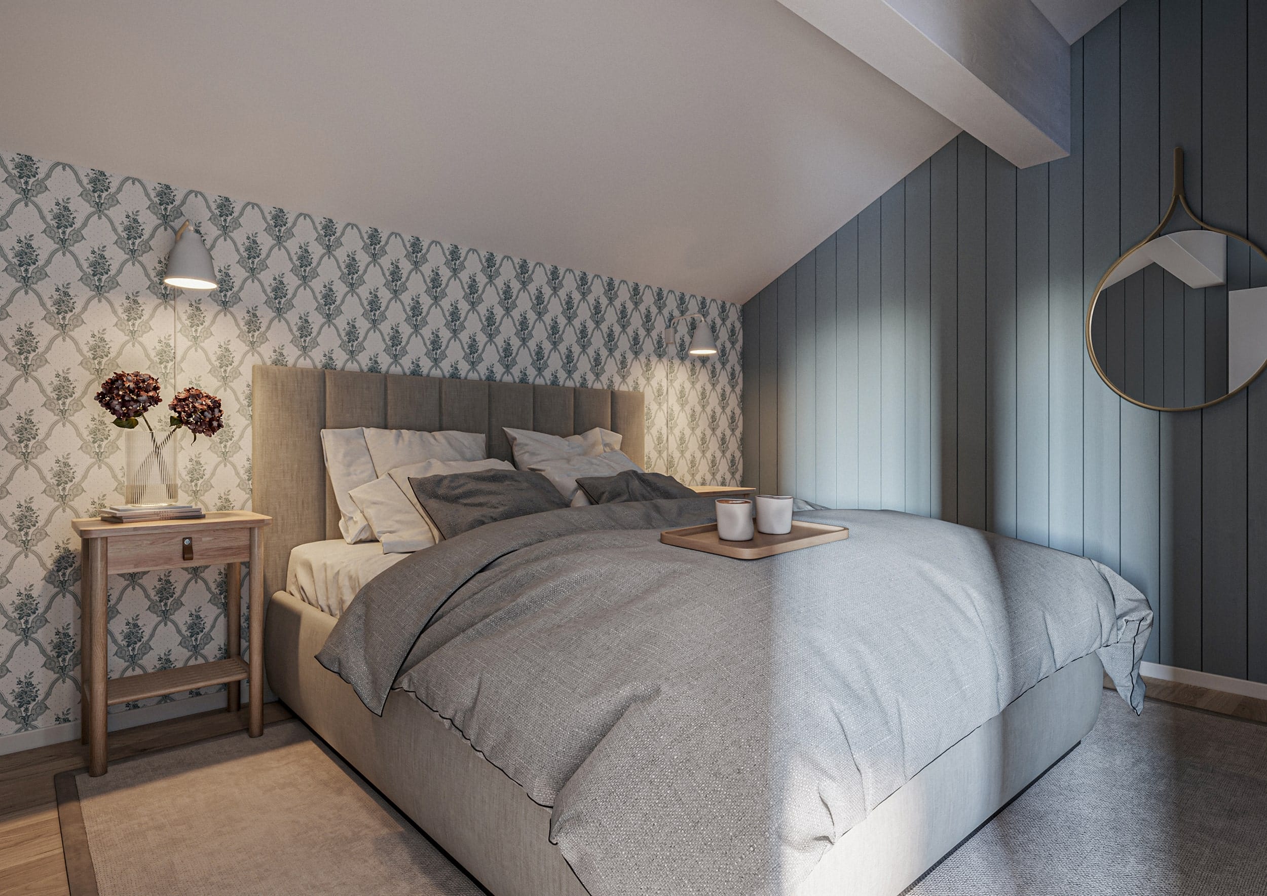 Interiör visualisering av sovrum