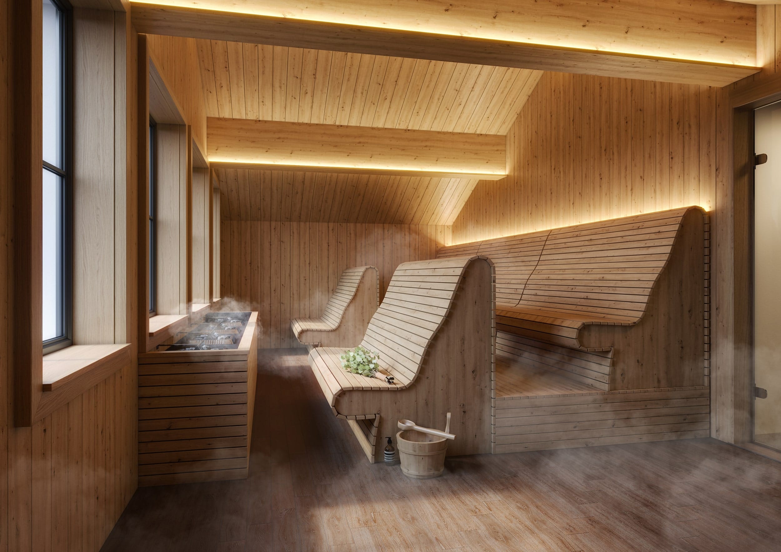 Interiör visualisering av bastu