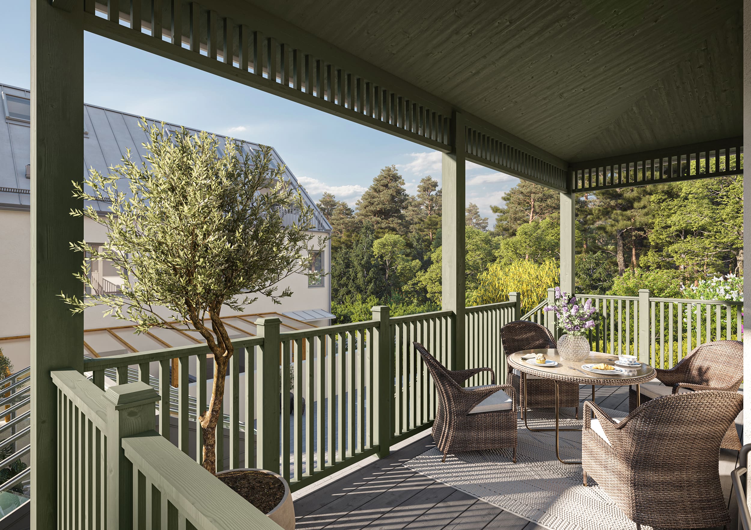 Exteriör visualisering av veranda