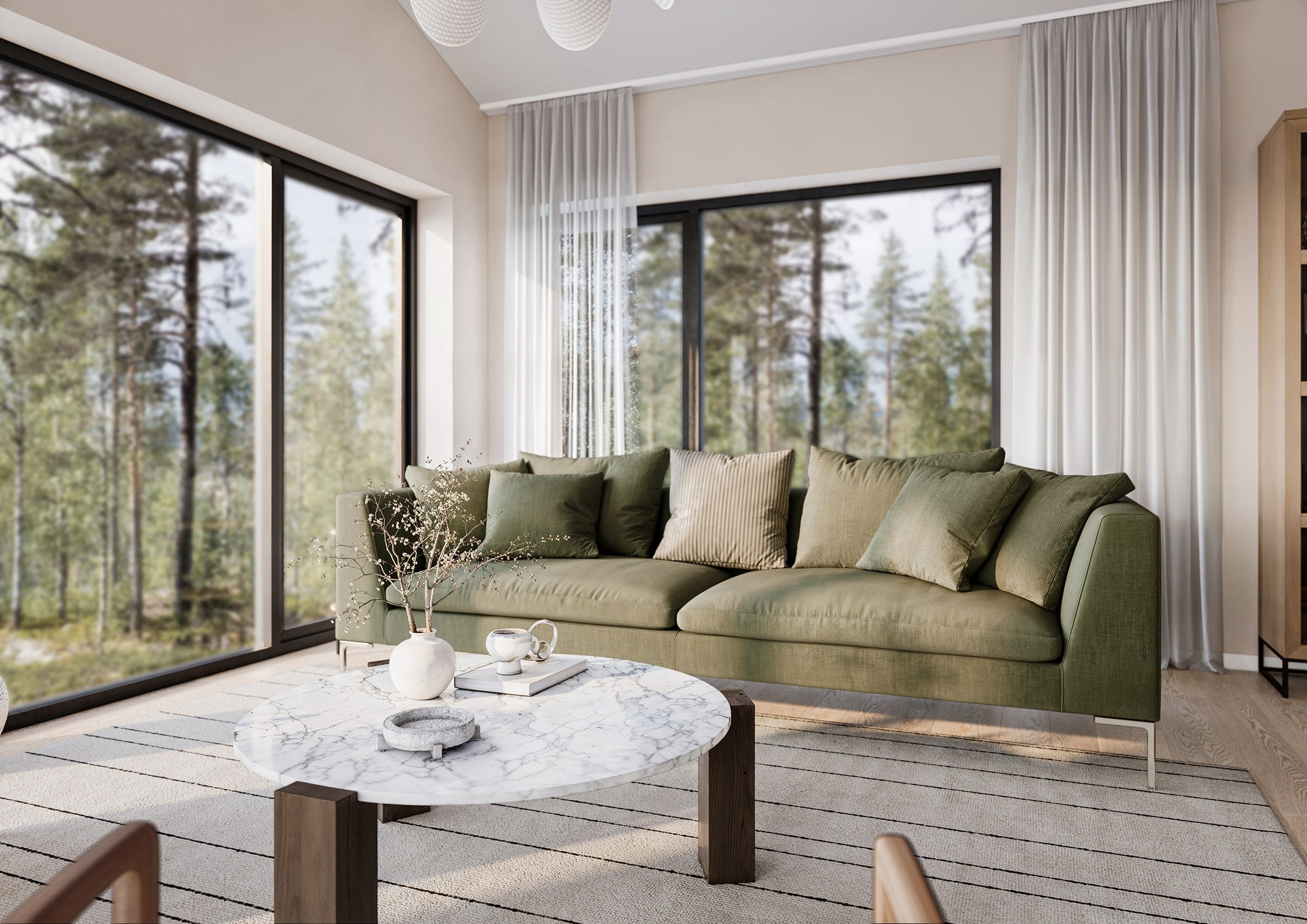 Interiör detaljvisualisering av vardagsrum