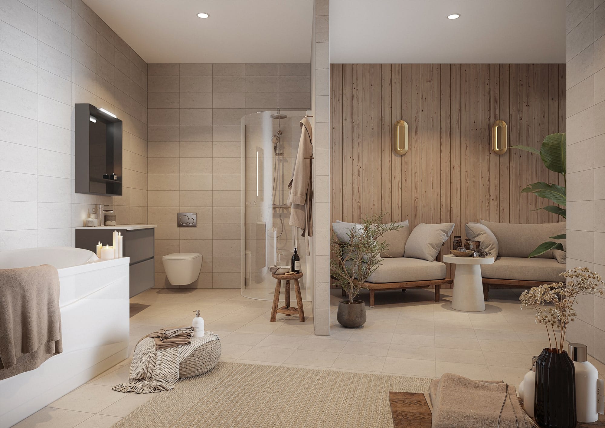 Interiör visualisering av relaxavdelning