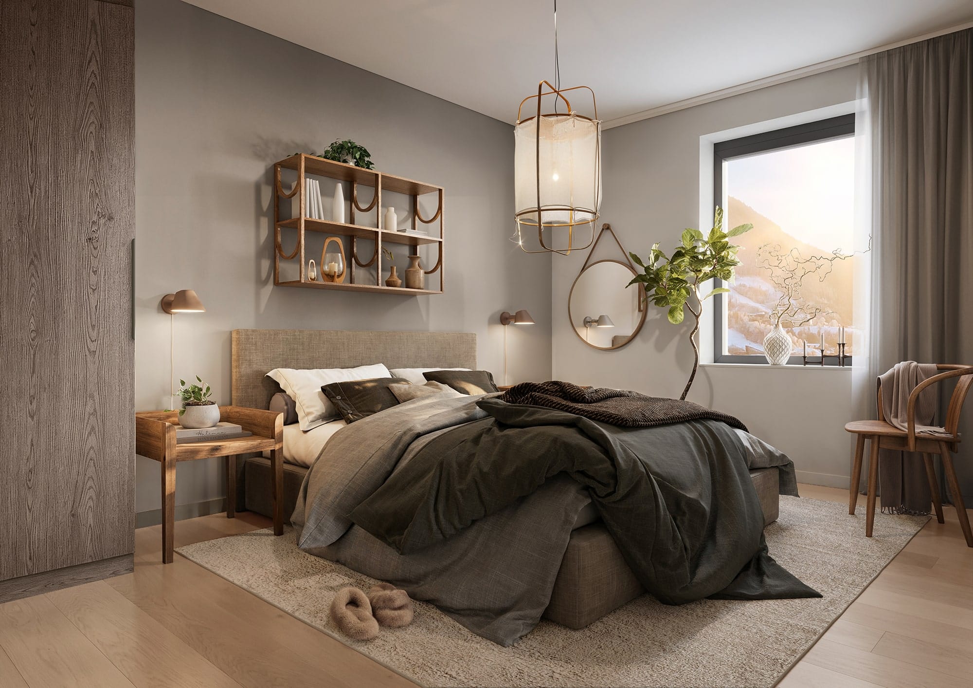 Interiör visualisering av sovrum