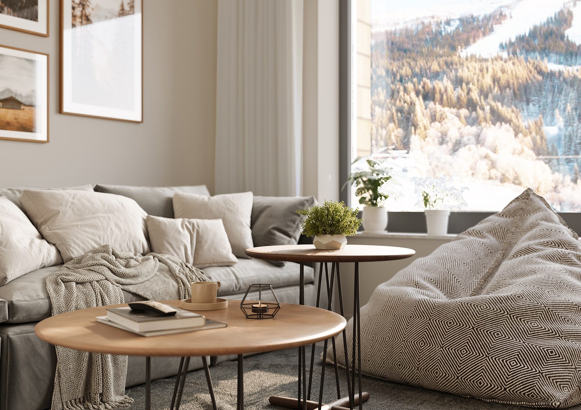 Interiör detalj visualisering av vardagsrum