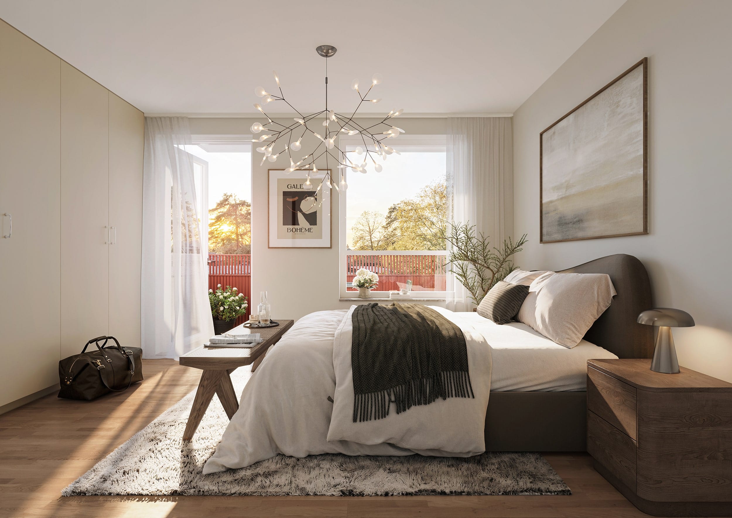 Interiör visualisering av sovrum