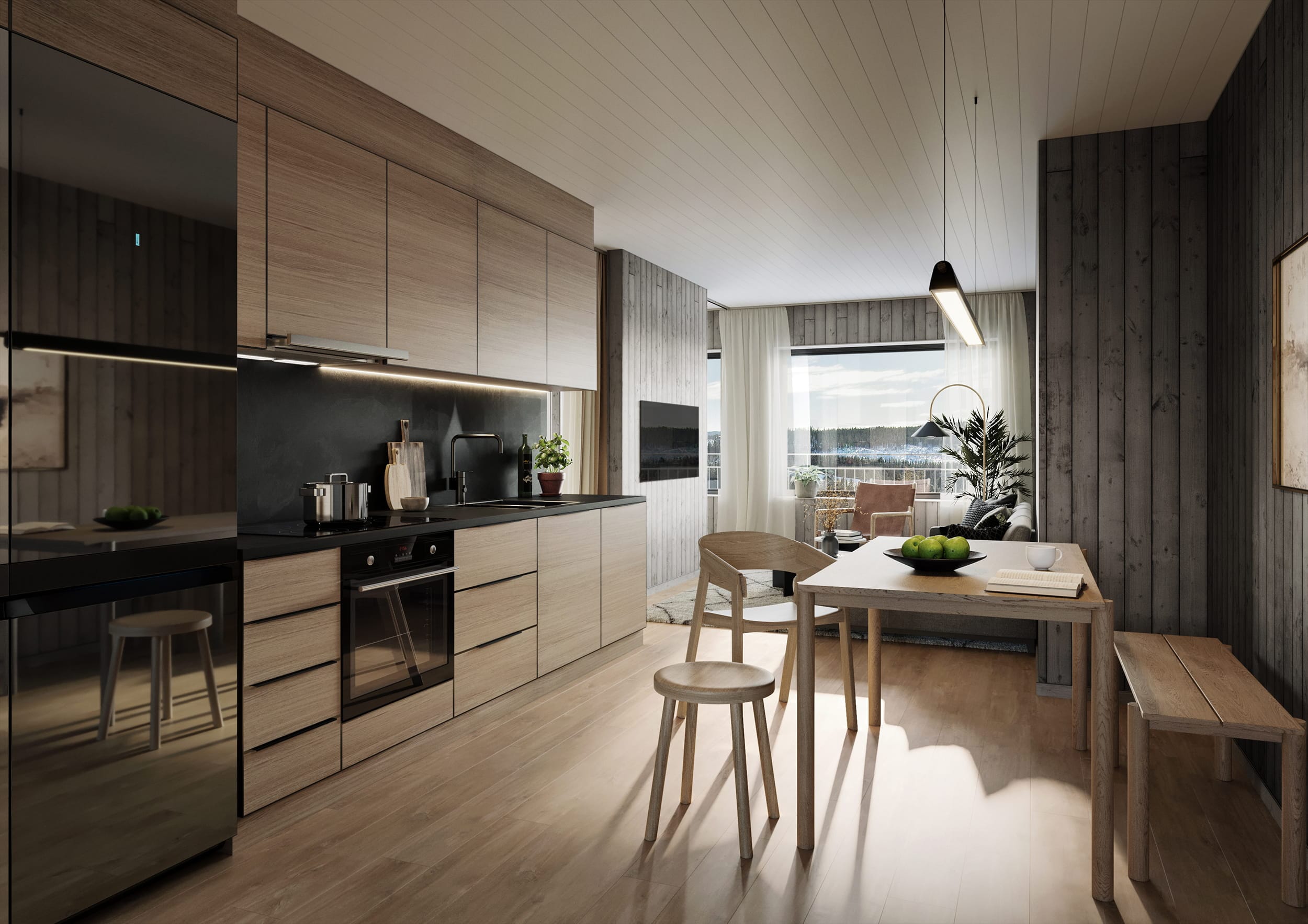 Interiör visualisering av kök i Hemavan