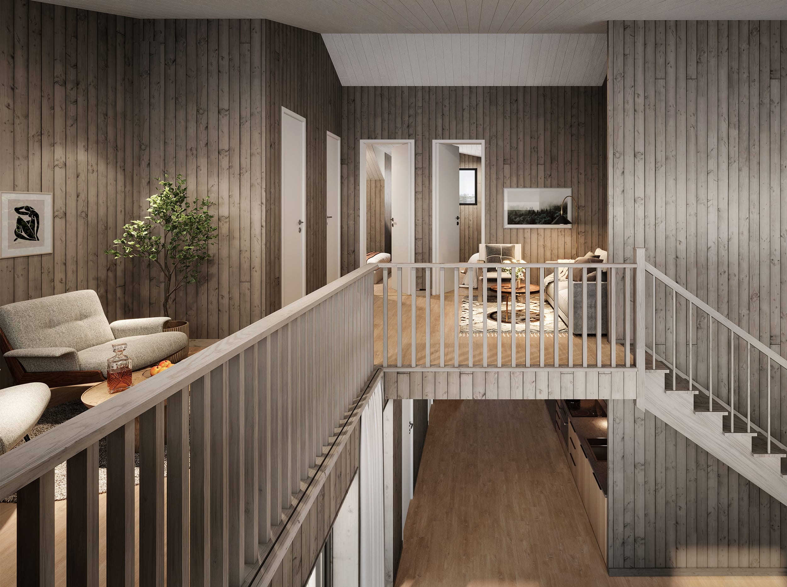 Interiör visualisering av loft i Hemavan