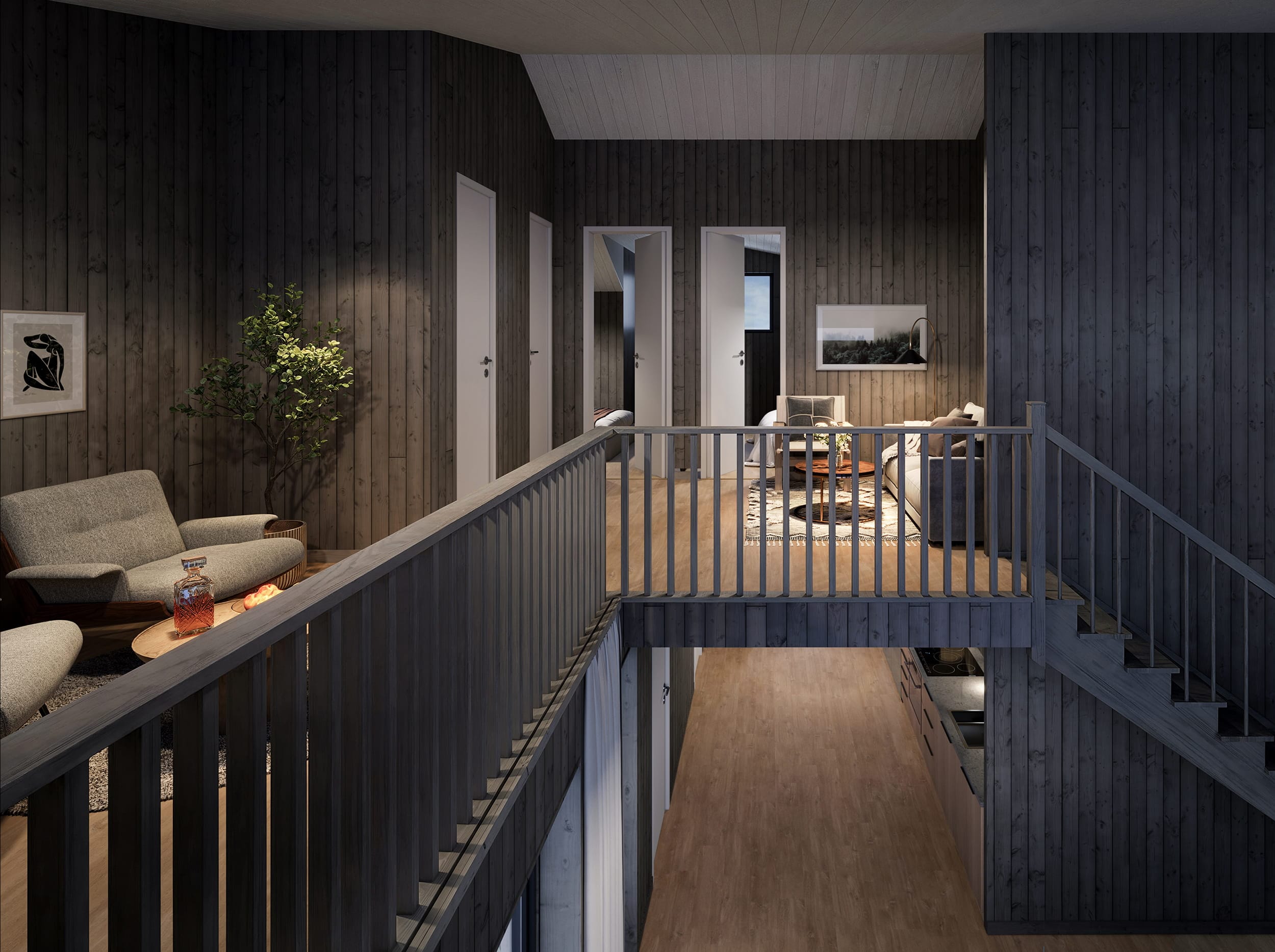 Interiör visualisering av loft i Hemavan