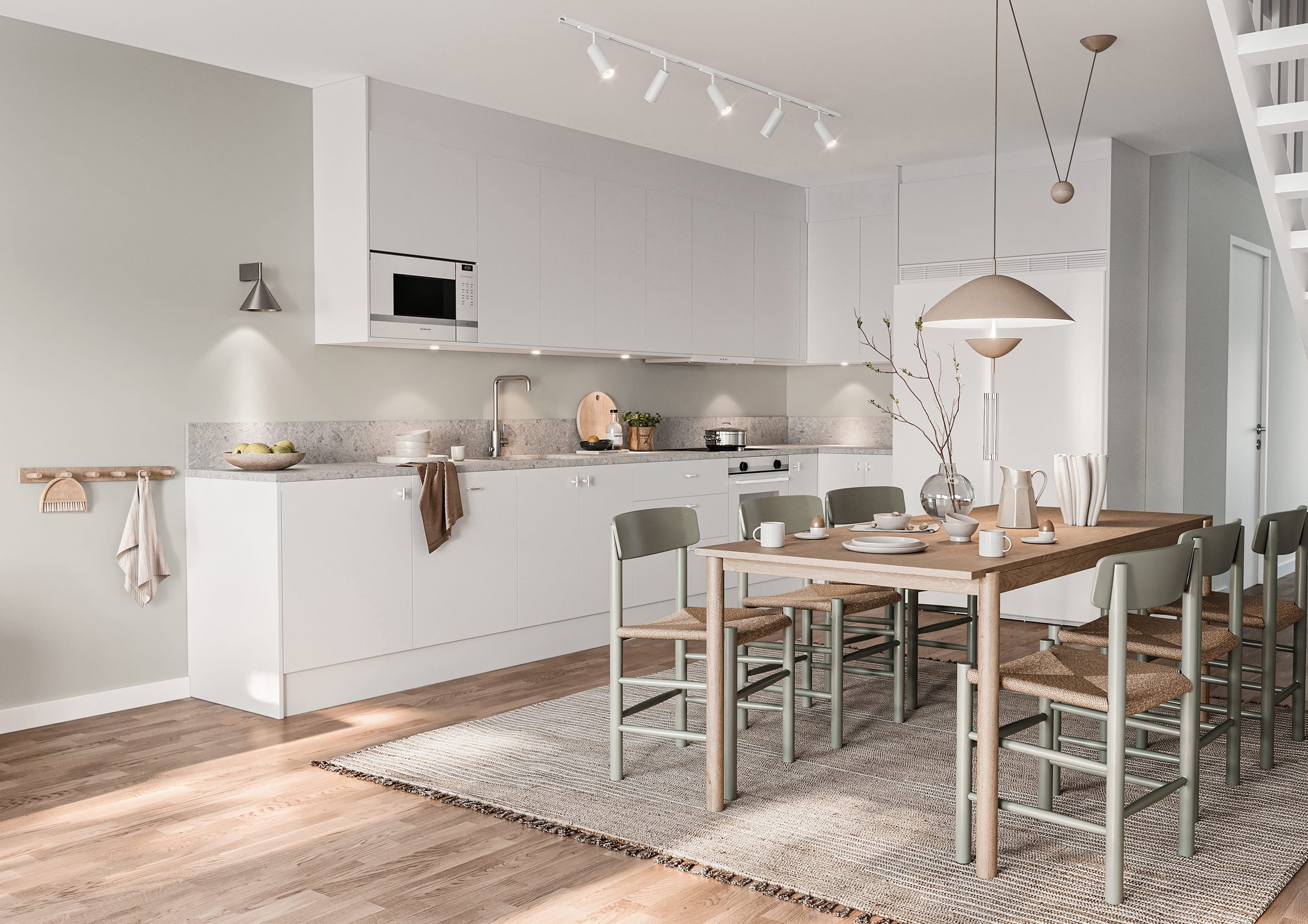 Interiör visualisering av kök från ett radhus i Norrköping