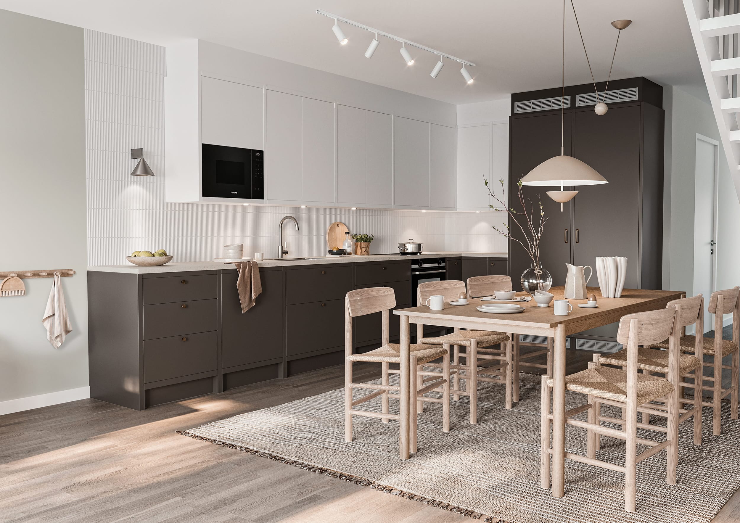 Interiör visualisering av kök från ett radhus i Norrköping