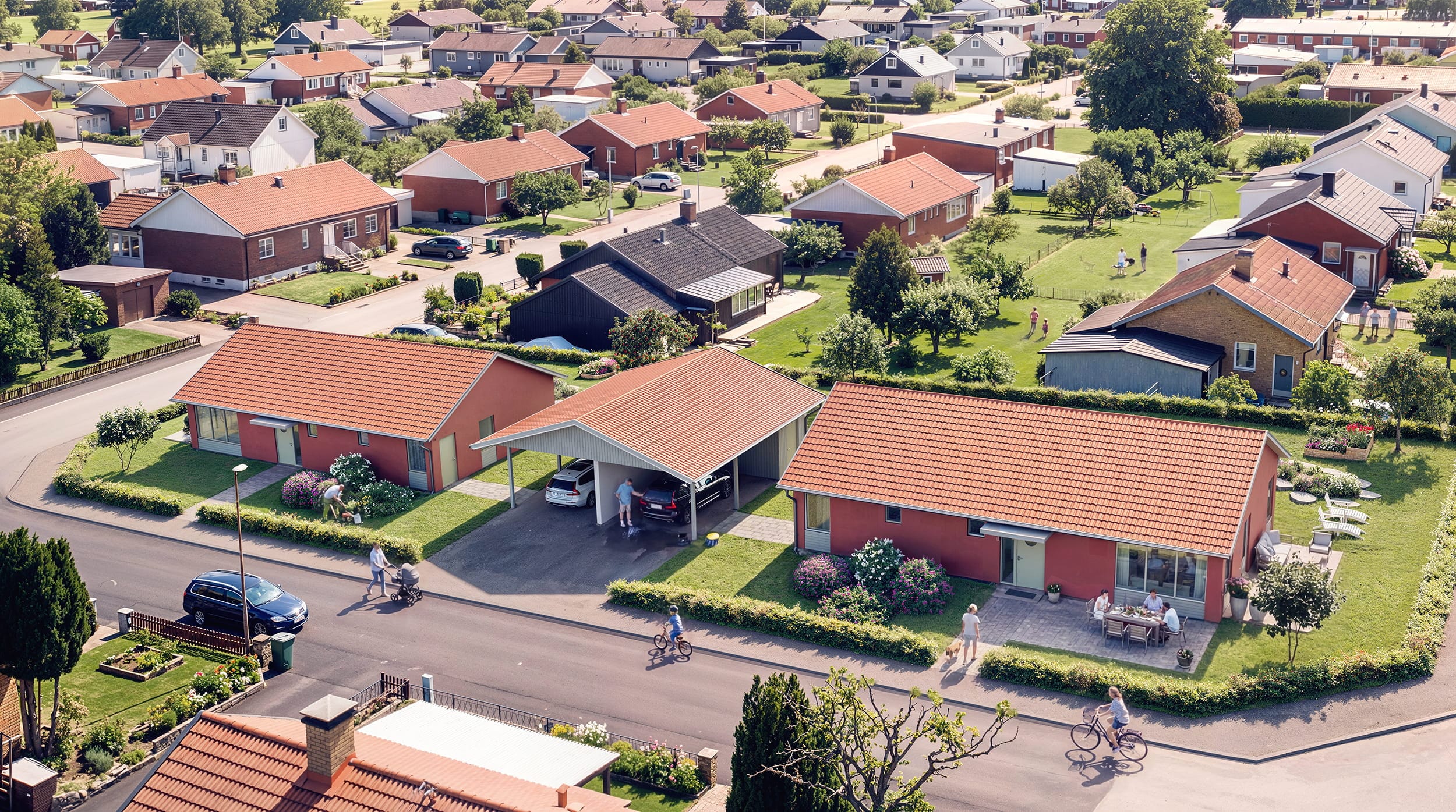 Exteriör visualisering av villaområde
