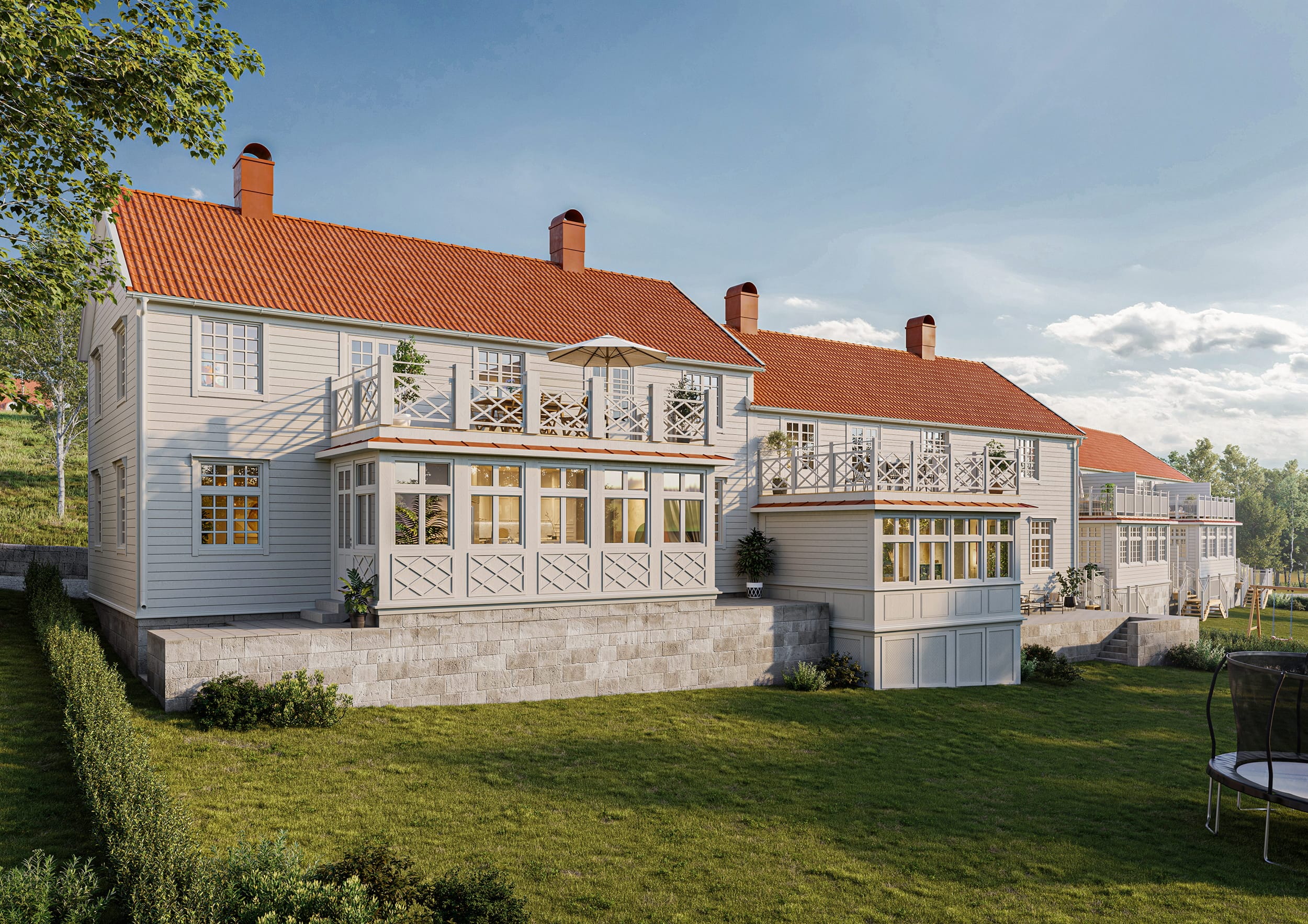 Exteriör visualisering av Parhus i Orust