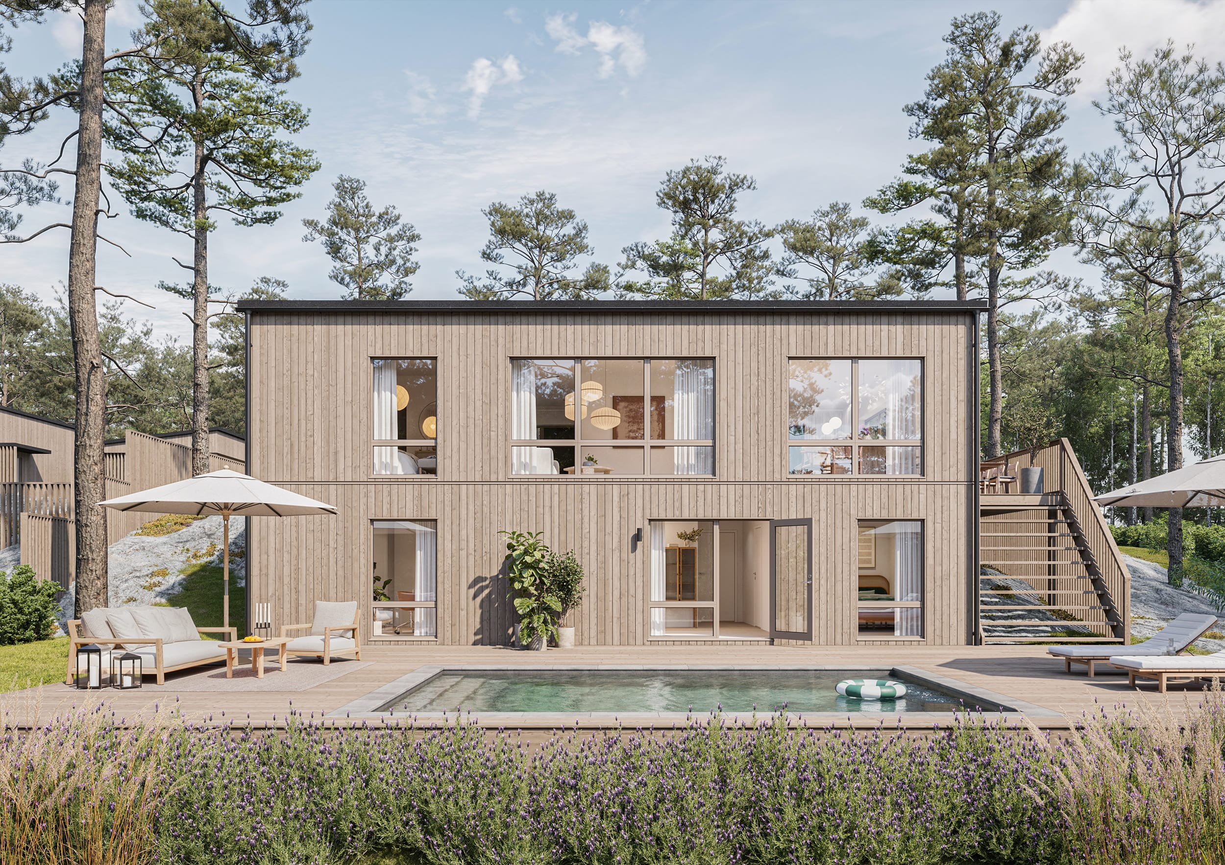 Exteriör visualisering av villa i Stenhamra.