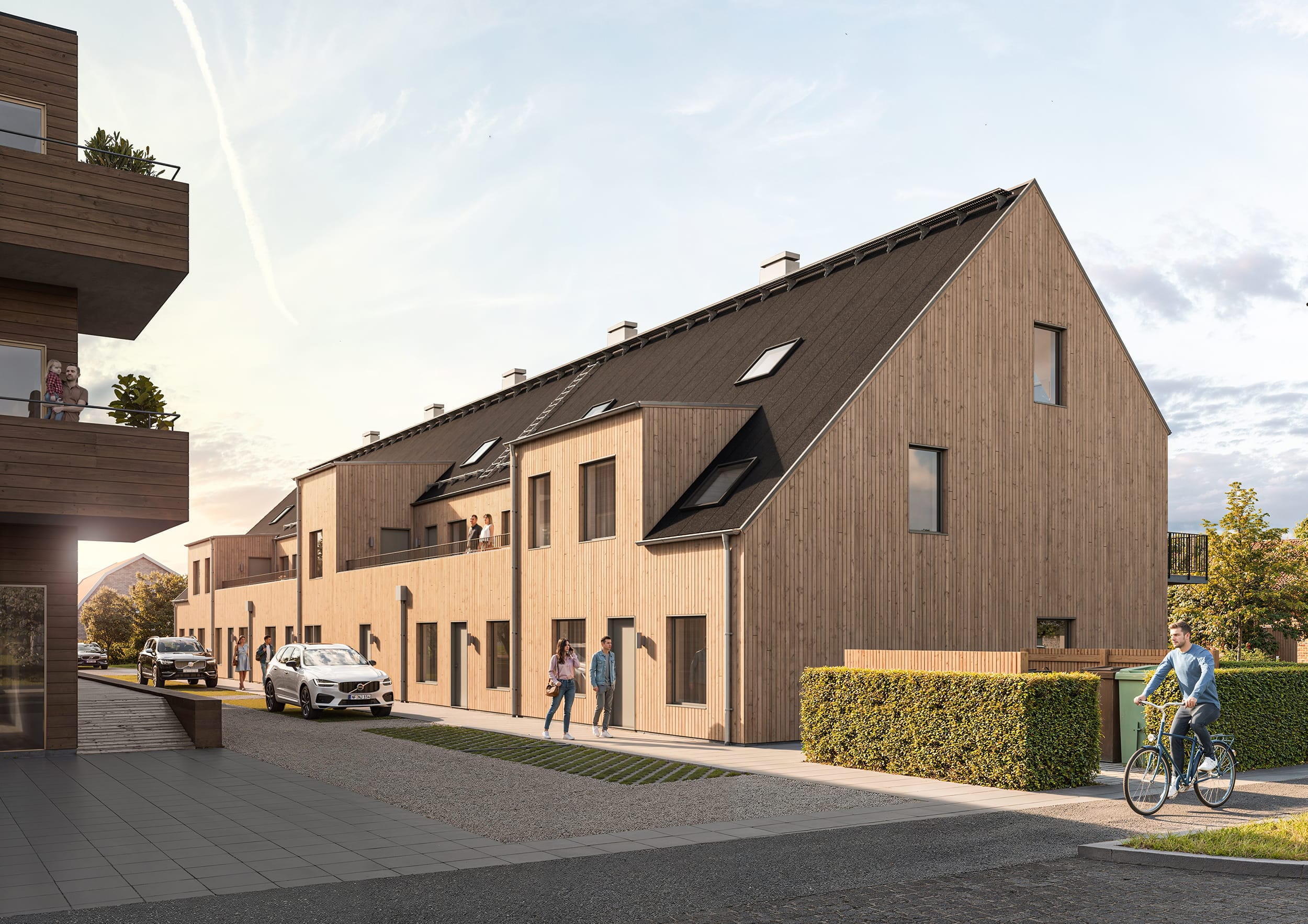 Eksteriørvisualisering av flerbolighus i Höllviken