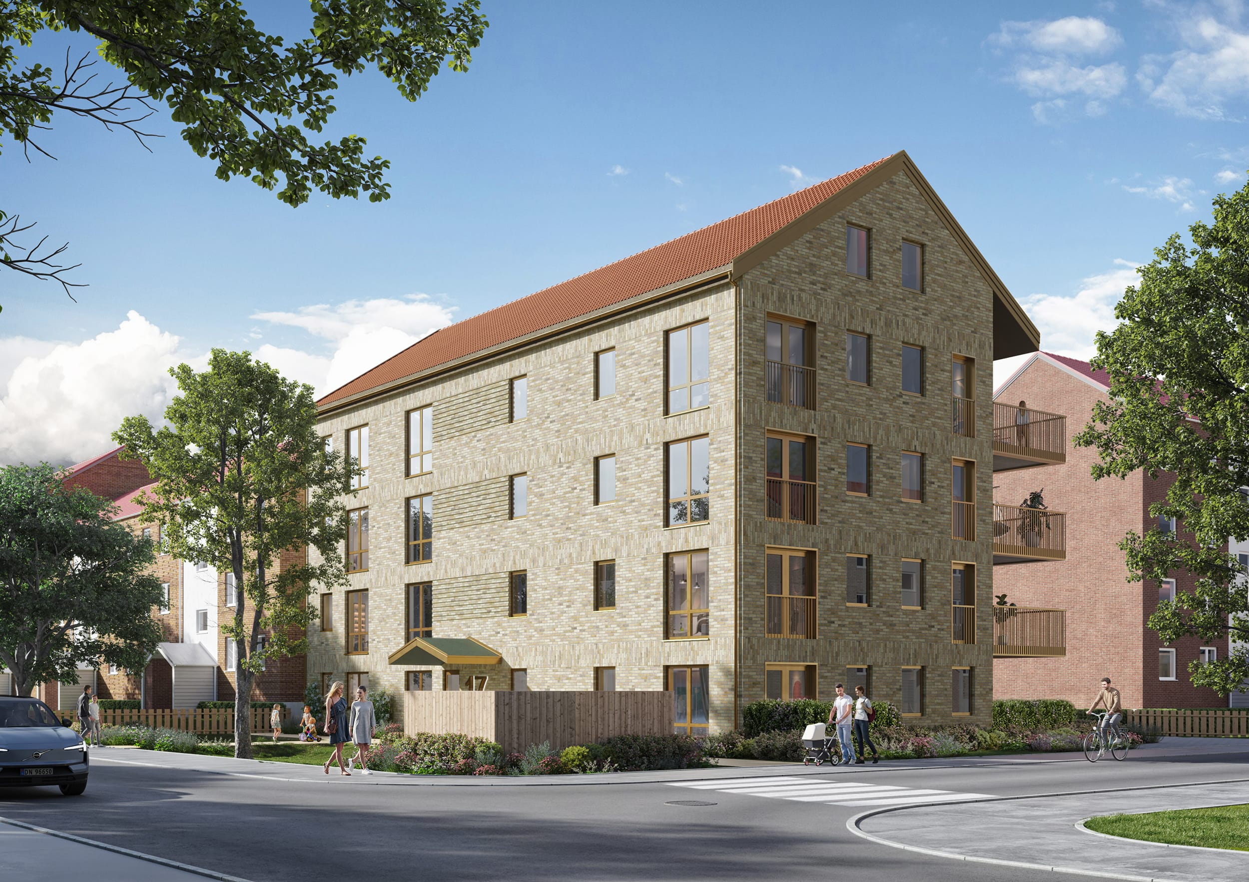 exteriör visualisering av flerbostadshus